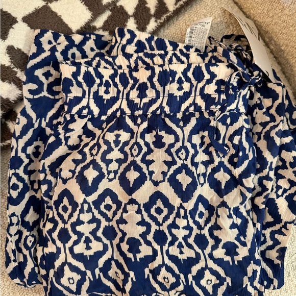 NWT Zara drawstring blue and white print pant - Picture 9 of 11